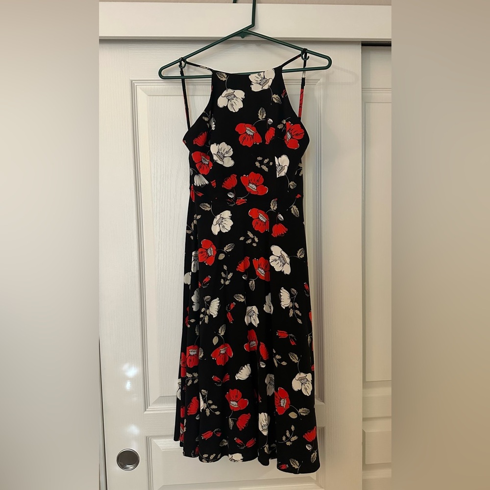 Forever 21 Black Dress with Red and White Floral Print
